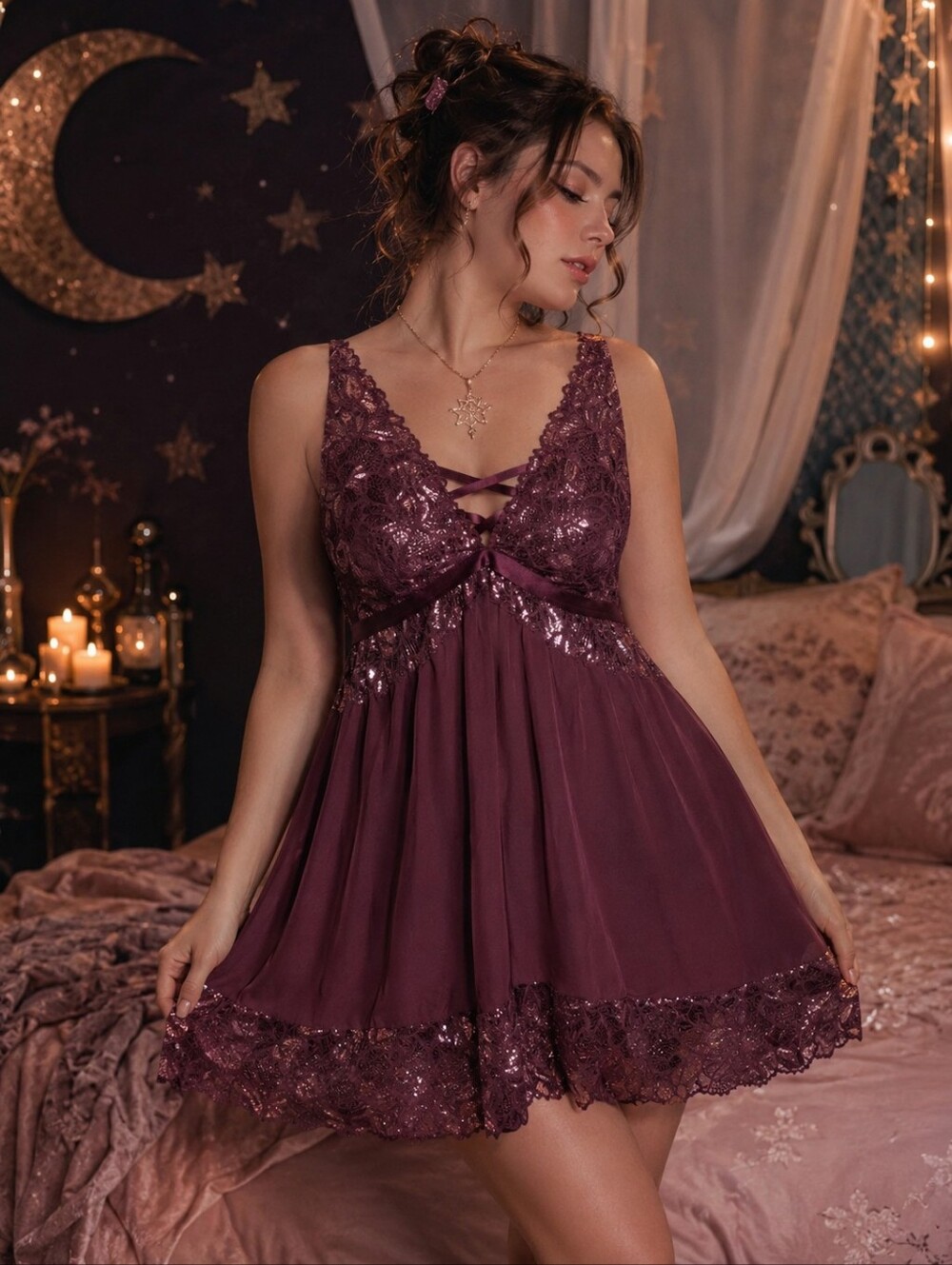 TORRID Moody Butterflies Lingerie Slip Dress Womens Plus 2 Burgundy Coquette